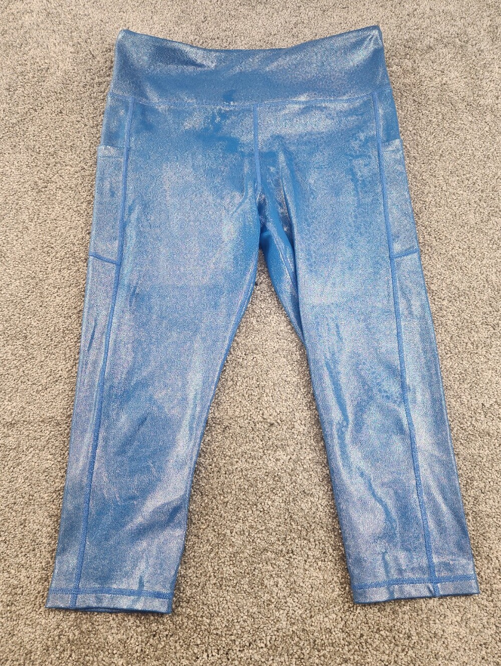Zyia Women’s Active Hi Rise Mermaid Blue Capri Leggings Size 14-16